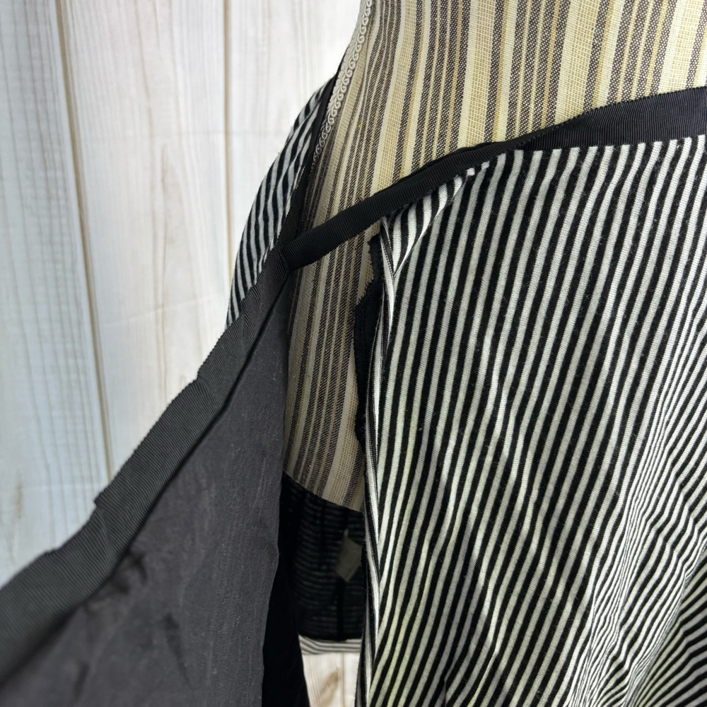 Anthropologie Poleci Wrap Around Skirt Striped Tie Thru Lined Black White Size L - Picture 6 of 13